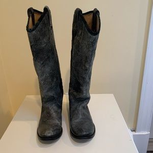 Frye Melissa Button Leather Boot Distressed Grey